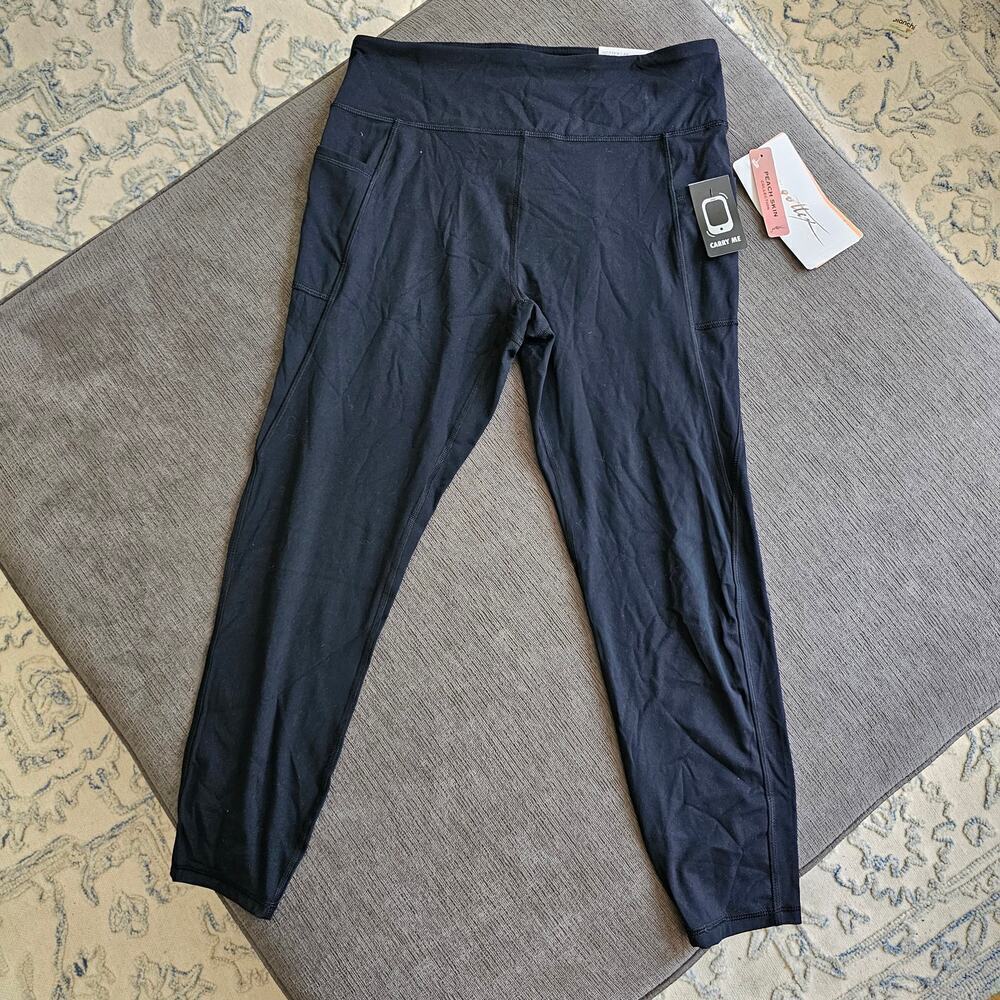 NWT X By Gottex Women’s Black High Rise Capri Ankle Leggings Size Large